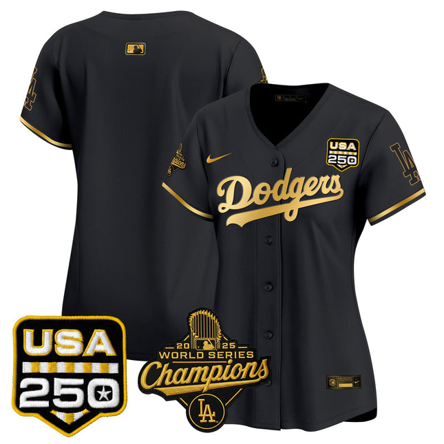 Women's Dodgers 2025 World Series Champions & 250America Patch Vapor Premier Limited Jersey - All Stitched