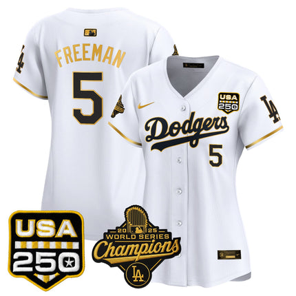 Women's Dodgers 2025 World Series Champions & 250America Patch Vapor Premier Limited Jersey - All Stitched