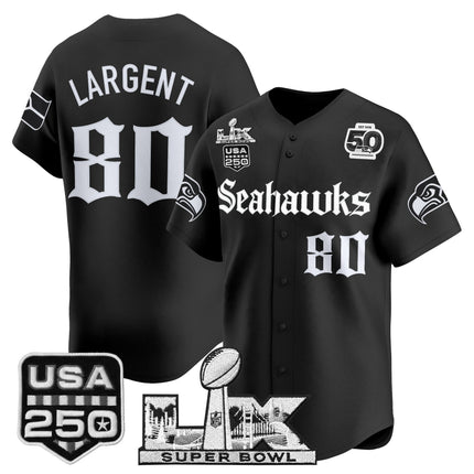 Men's Seattle Seahawks “Super Bowl LX & 50th Patch” Vapor Baseball Jersey - Gothic Edition - All Stitched