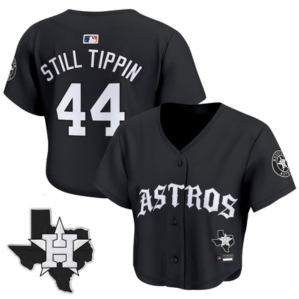Women's Houston Astros 'Old English Edition' Crop Top Baseball Jersey - All Stitched