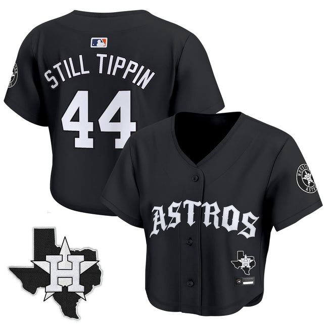Women's Houston Astros 'Old English Edition' Crop Top Baseball Jersey - All Stitched