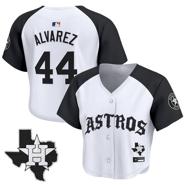 Women's Houston Astros 'Old English Edition' Crop Top Baseball Jersey - All Stitched