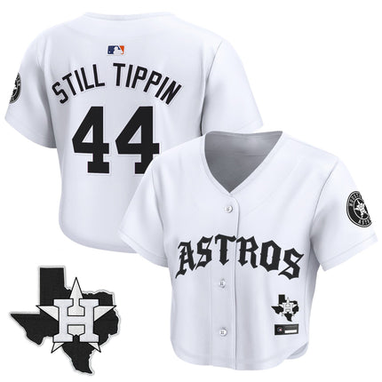 Women's Houston Astros 'Old English Edition' Crop Top Baseball Jersey - All Stitched