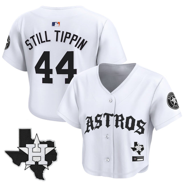 Women's Houston Astros 'Old English Edition' Crop Top Baseball Jersey - All Stitched