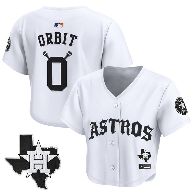 Women's Houston Astros 'Old English Edition' Crop Top Baseball Jersey - All Stitched