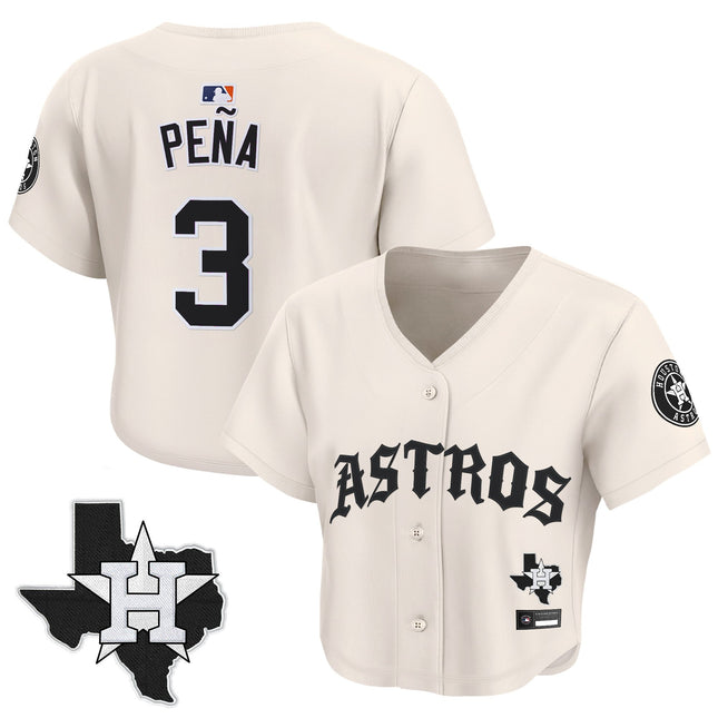 Women's Houston Astros 'Old English Edition' Crop Top Baseball Jersey - All Stitched