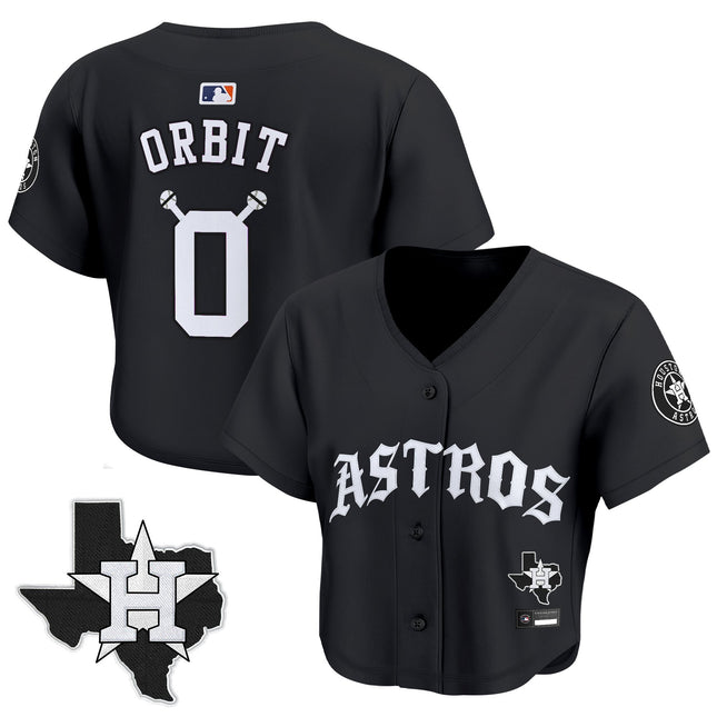 Women's Houston Astros 'Old English Edition' Crop Top Baseball Jersey - All Stitched