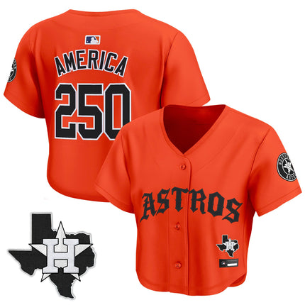 Women's Houston Astros 'Old English Edition' Crop Top Baseball Jersey - All Stitched