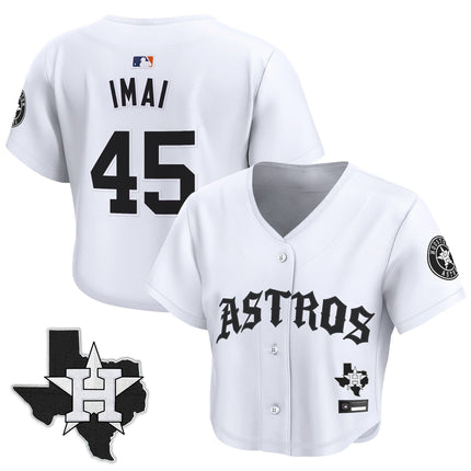 Women's Houston Astros 'Old English Edition' Crop Top Baseball Jersey - All Stitched