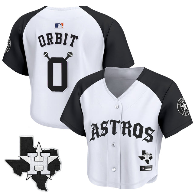Women's Houston Astros 'Old English Edition' Crop Top Baseball Jersey - All Stitched