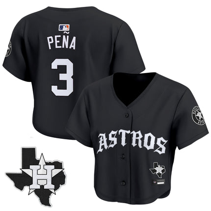 Women's Houston Astros 'Old English Edition' Crop Top Baseball Jersey - All Stitched