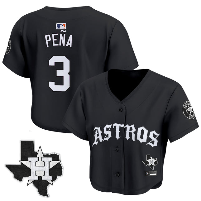Women's Houston Astros 'Old English Edition' Crop Top Baseball Jersey - All Stitched