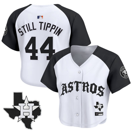 Women's Houston Astros 'Old English Edition' Crop Top Baseball Jersey - All Stitched