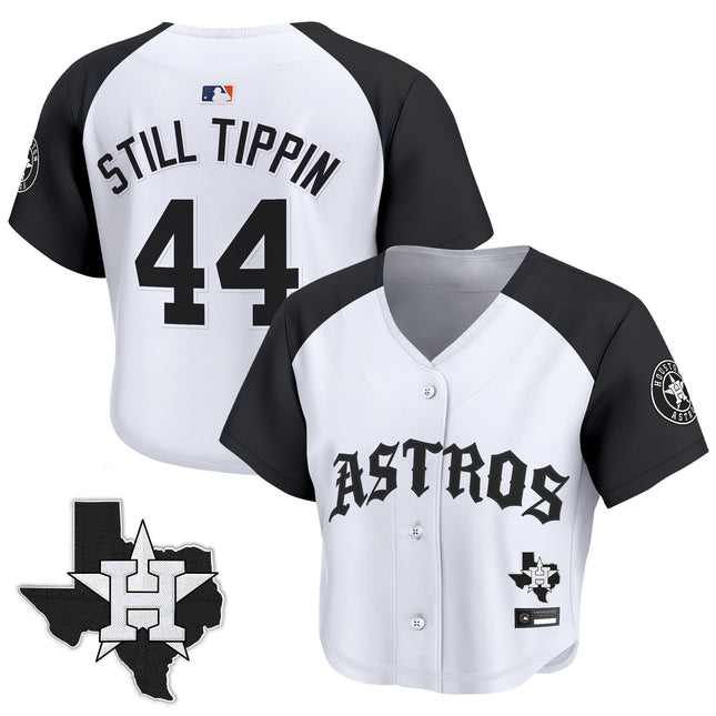 Women's Houston Astros 'Old English Edition' Crop Top Baseball Jersey - All Stitched