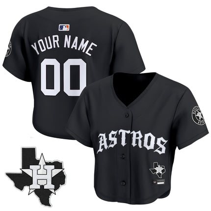 Women's Houston Astros 'Old English Edition' Crop Top Baseball Custom Jersey - All Stitched