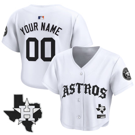 Women's Houston Astros 'Old English Edition' Crop Top Baseball Custom Jersey - All Stitched