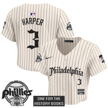 Women's Phillies 'Retro Newspaper Edition' Crop Top Baseball Jersey - All Stitched