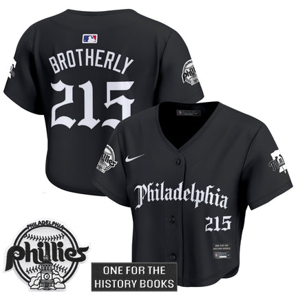 Women's Phillies 'Retro Newspaper Edition' Crop Top Baseball Jersey - All Stitched