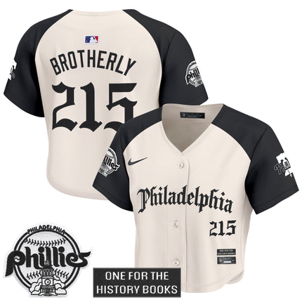 Women's Phillies 'Retro Newspaper Edition' Crop Top Baseball Jersey - All Stitched