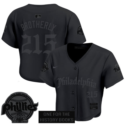 Women's Phillies 'Retro Newspaper Edition' Crop Top Baseball Jersey - All Stitched