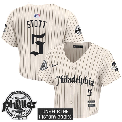 Women's Phillies 'Retro Newspaper Edition' Crop Top Baseball Jersey - All Stitched