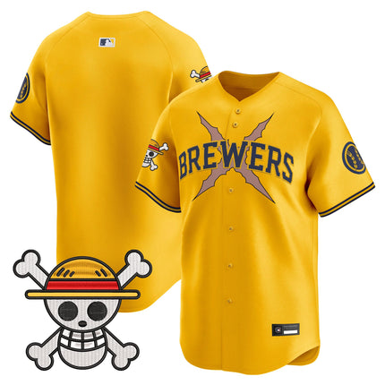 Men's Milwaukee Brewers x One Piece Vapor Premier Limited Jersey - Stitched