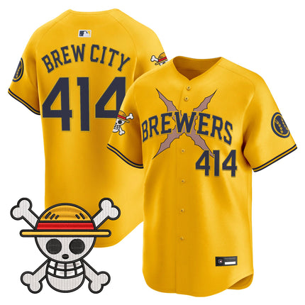 Men's Milwaukee Brewers x One Piece Vapor Premier Limited Jersey - Stitched
