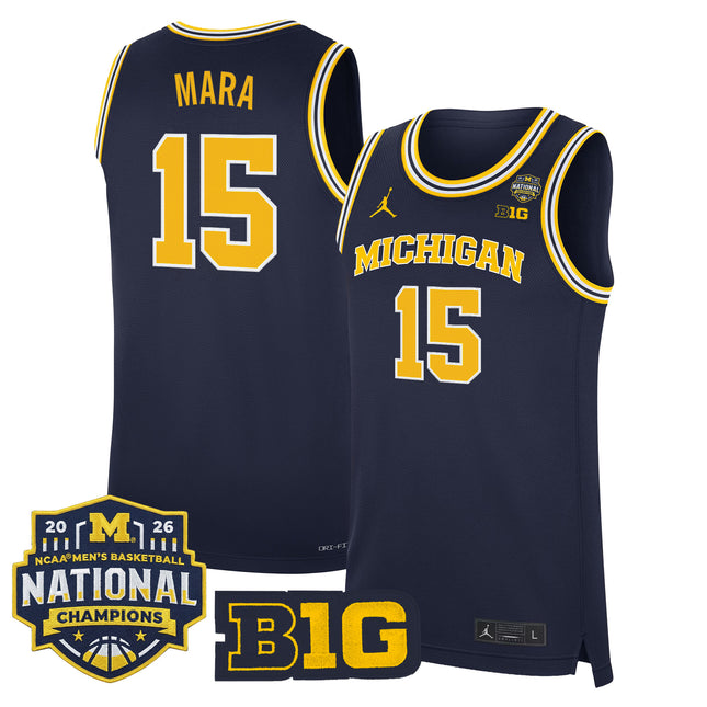 Men's Michigan Wolverines 2026 National Champions Patch Basketball Jersey - All Stitched