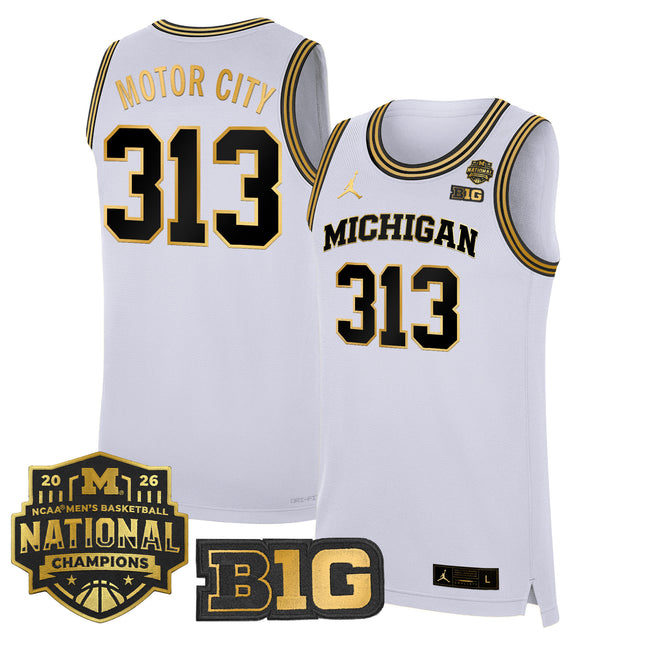 Men's Michigan Wolverines 2026 National Champions Patch Basketball Jersey - All Stitched
