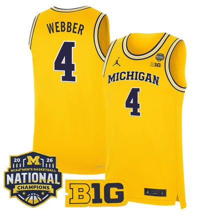 Men's Michigan Wolverines 2026 National Champions Patch Basketball Jersey - All Stitched