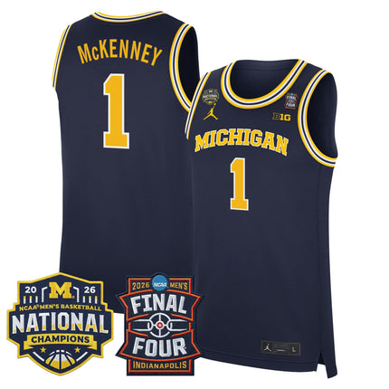 Men's Michigan Wolverines 2026 Final Four & National Champions Patch Basketball Jersey - All Stitched