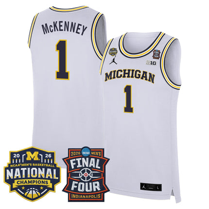 Men's Michigan Wolverines 2026 Final Four & National Champions Patch Basketball Jersey - All Stitched