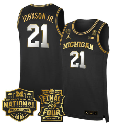 Men's Michigan Wolverines 2026 Final Four & National Champions Patch Basketball Jersey - All Stitched