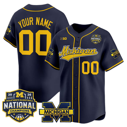 Michigan Wolverines 2026 National Champions Patch Vapor Custom Baseball Jersey - All Stitched