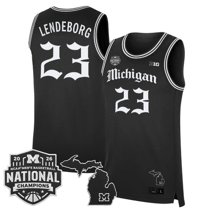 Men's Michigan Wolverines 2026 National Champions Patch Basketball Jersey - Gothic Edition - All Stitched