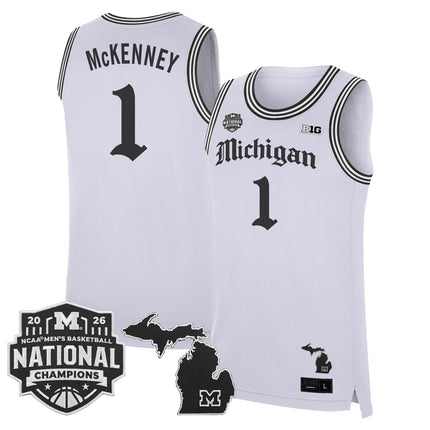 Men's Michigan Wolverines 2026 National Champions Patch Basketball Jersey - Gothic Edition - All Stitched