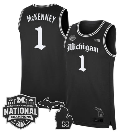 Men's Michigan Wolverines 2026 National Champions Patch Basketball Jersey - Gothic Edition - All Stitched