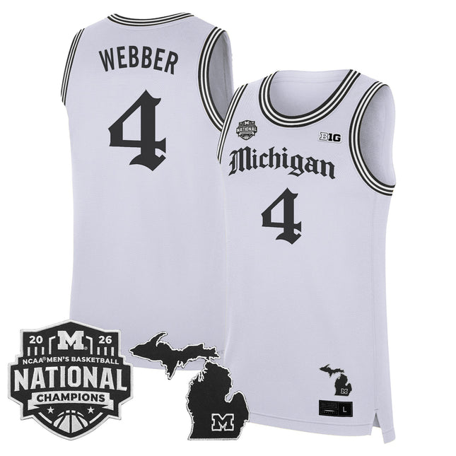Men's Michigan Wolverines 2026 National Champions Patch Basketball Jersey - Gothic Edition - All Stitched