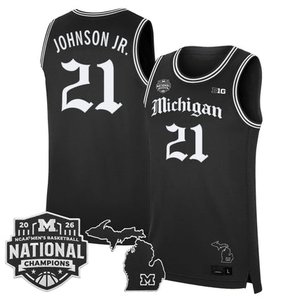 Men's Michigan Wolverines 2026 National Champions Patch Basketball Jersey - Gothic Edition - All Stitched