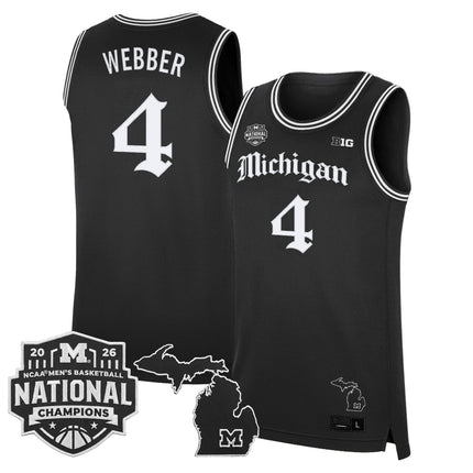 Men's Michigan Wolverines 2026 National Champions Patch Basketball Jersey - Gothic Edition - All Stitched