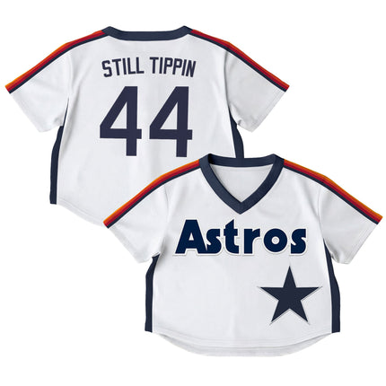 Women's Houston Astros Throwback Crop Top Baseball Jersey - All Stitched