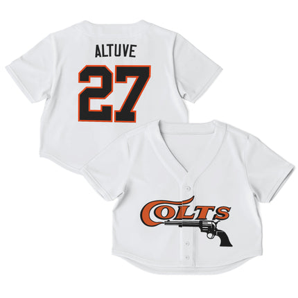 Women's Houston Astros Throwback Crop Top Baseball Jersey - All Stitched