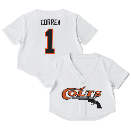 Women's Houston Astros Throwback Crop Top Baseball Jersey - All Stitched