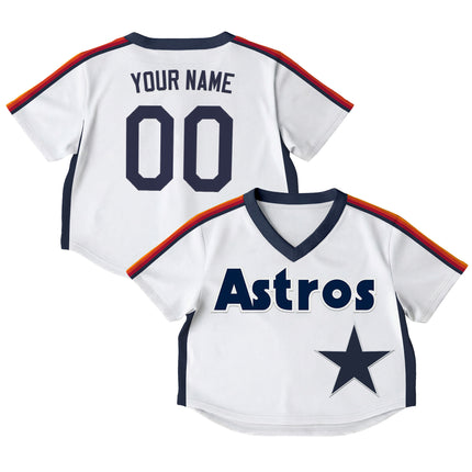 Women's Houston Astros Throwback Crop Top Baseball Custom Jersey - All Stitched
