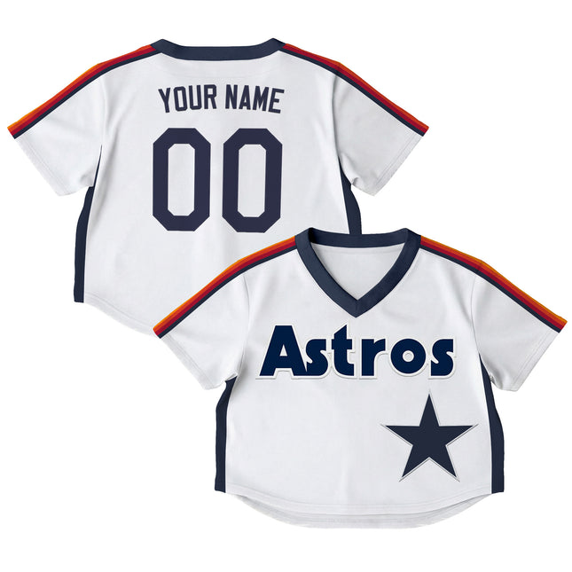 Women's Houston Astros Throwback Crop Top Baseball Custom Jersey - All Stitched