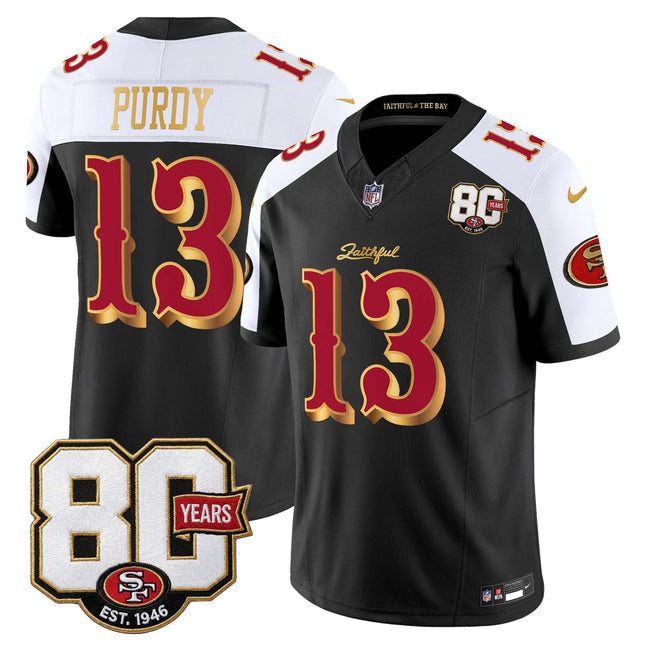 Men's San Francisco 49ers 80th Anniversary Patch Vapor Limited Jersey - Rivalries Edition - All Stitched