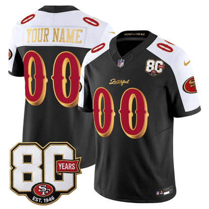 San Francisco 49ers 80th Anniversary Patch Vapor Limited Custom Jersey - Rivalries Edition - All Stitched