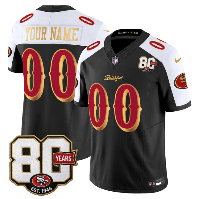 San Francisco 49ers 80th Anniversary Patch Vapor Limited Custom Jersey - Rivalries Edition - All Stitched