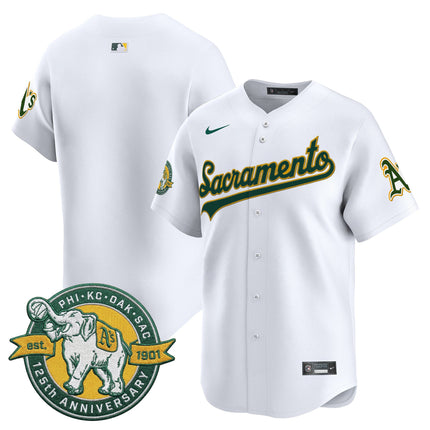 Men's Athletics 'Sacramento Edition' Vapor Premier Limited Jersey - 125th Anniversary Patch - All Stitched