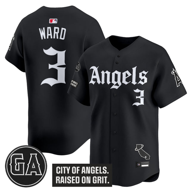 Men's Los Angeles Angels 'Garret Anderson Tribute Patch' Vapor Premier Limited Jersey - Gothic Edition - All Stitched